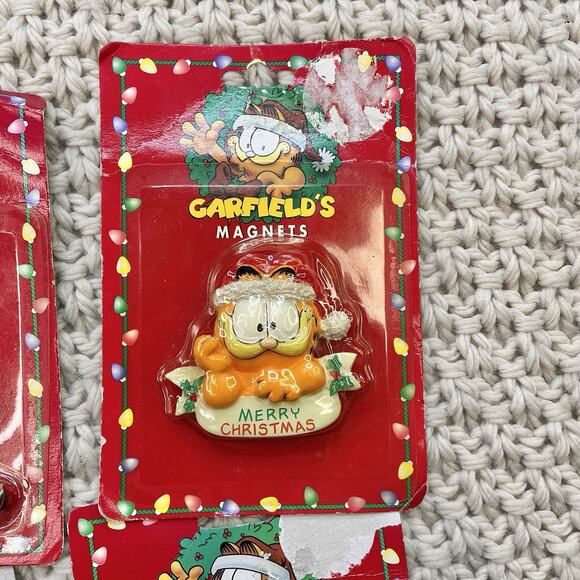 Vintage Garfield Christmas Refrigerator Magnets lot of 4 PAWS 1996 Orange Cat - Picture 3 of 10